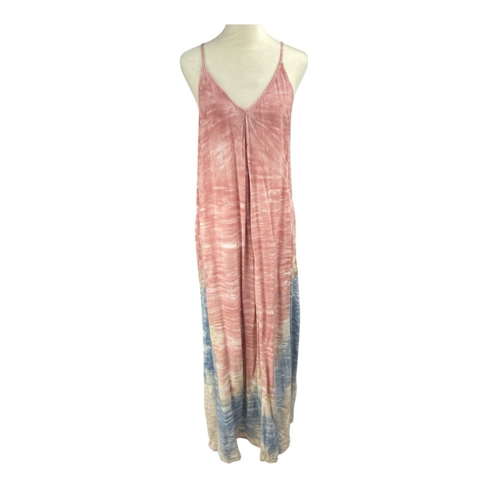 Michael‎ Stars Haze Wash Rosewater Pink Blue Tie Dye Maxi Dress Size Small